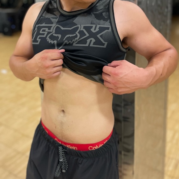 FOX ACTIVE WEAR MEN RACING THICK FABRIC SLEEVELESS TANK TOP SHIRT STRETCHY SPORT - Picture 7 of 16